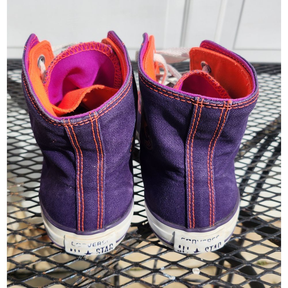 Converse Chuck Taylor All Star High Top Purple Orange Canvas Sneakers Women US11 - Picture 6 of 15